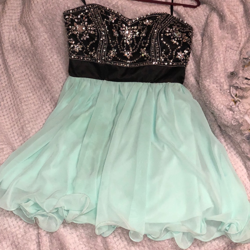 Short black and mint formal dress